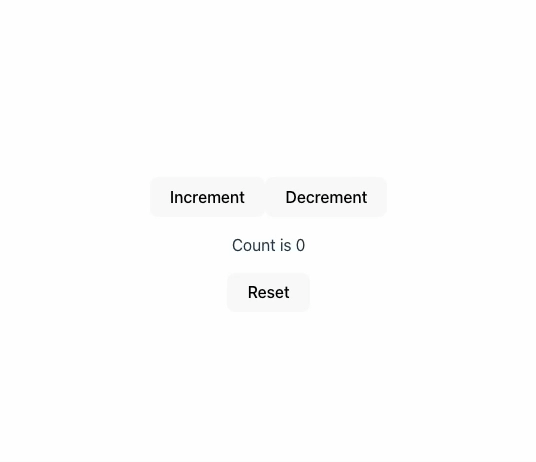 counter app demo showing increment decrement and reset functionality